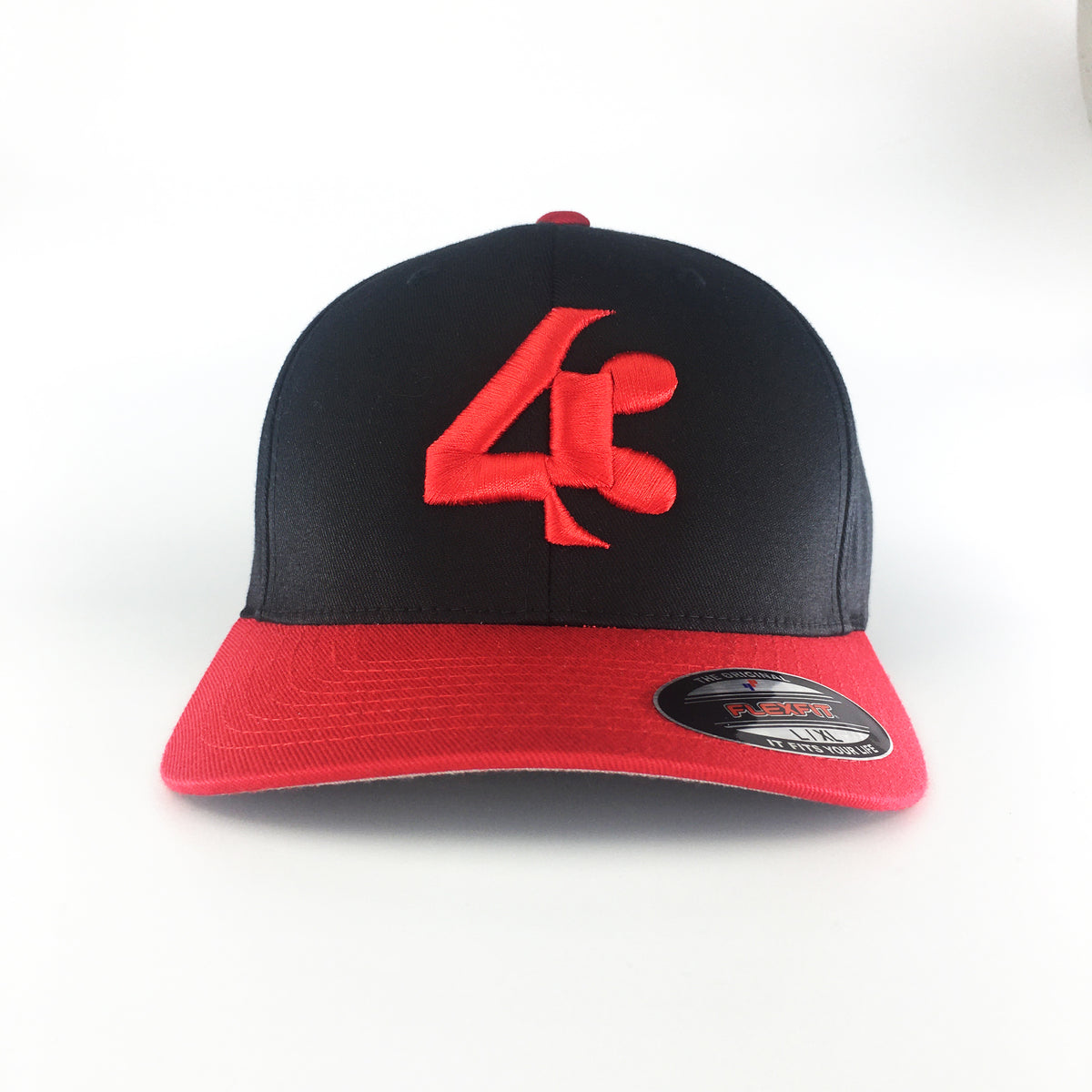 43 Red and Black FortyThree™ USA – two toned Fitted Flexfit
