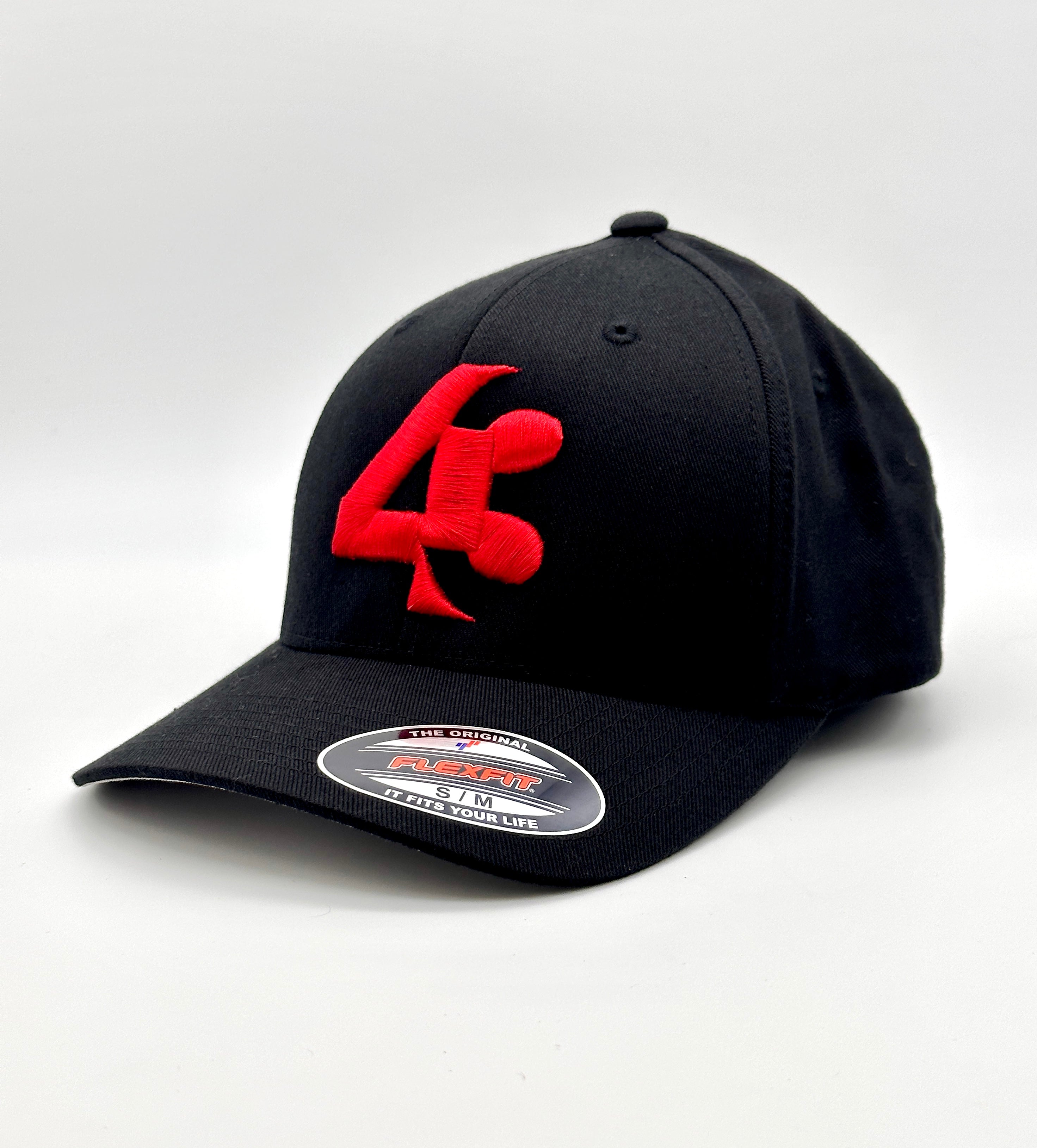 43 USA Fitted with FortyThree™ Black Flexfit® – red emblem